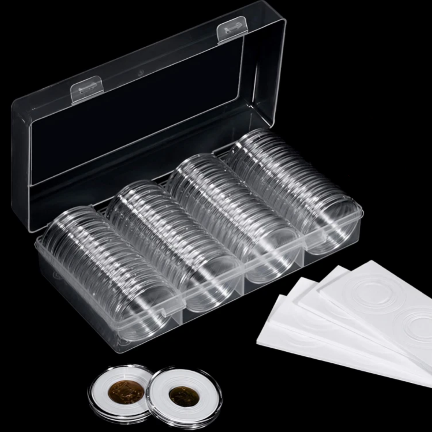 41mm Clear Round Coin Capsules with Storage Box (60ct)