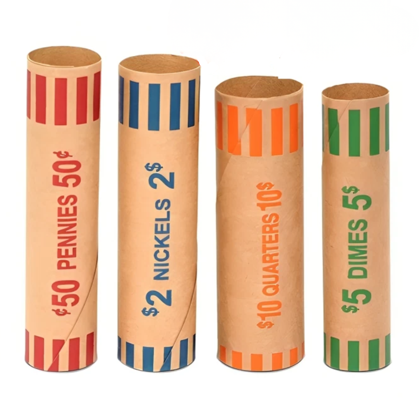 Pre-Rolled Assorted Coin Roll Wrappers (128ct)