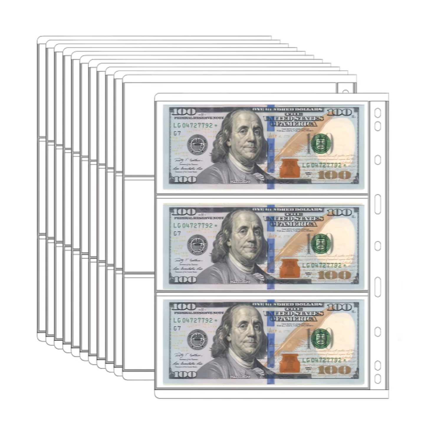 Rigid Dollar Bill Pages (10ct)