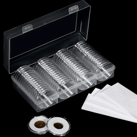 41mm Clear Round Coin Capsules with Storage Box (60ct)