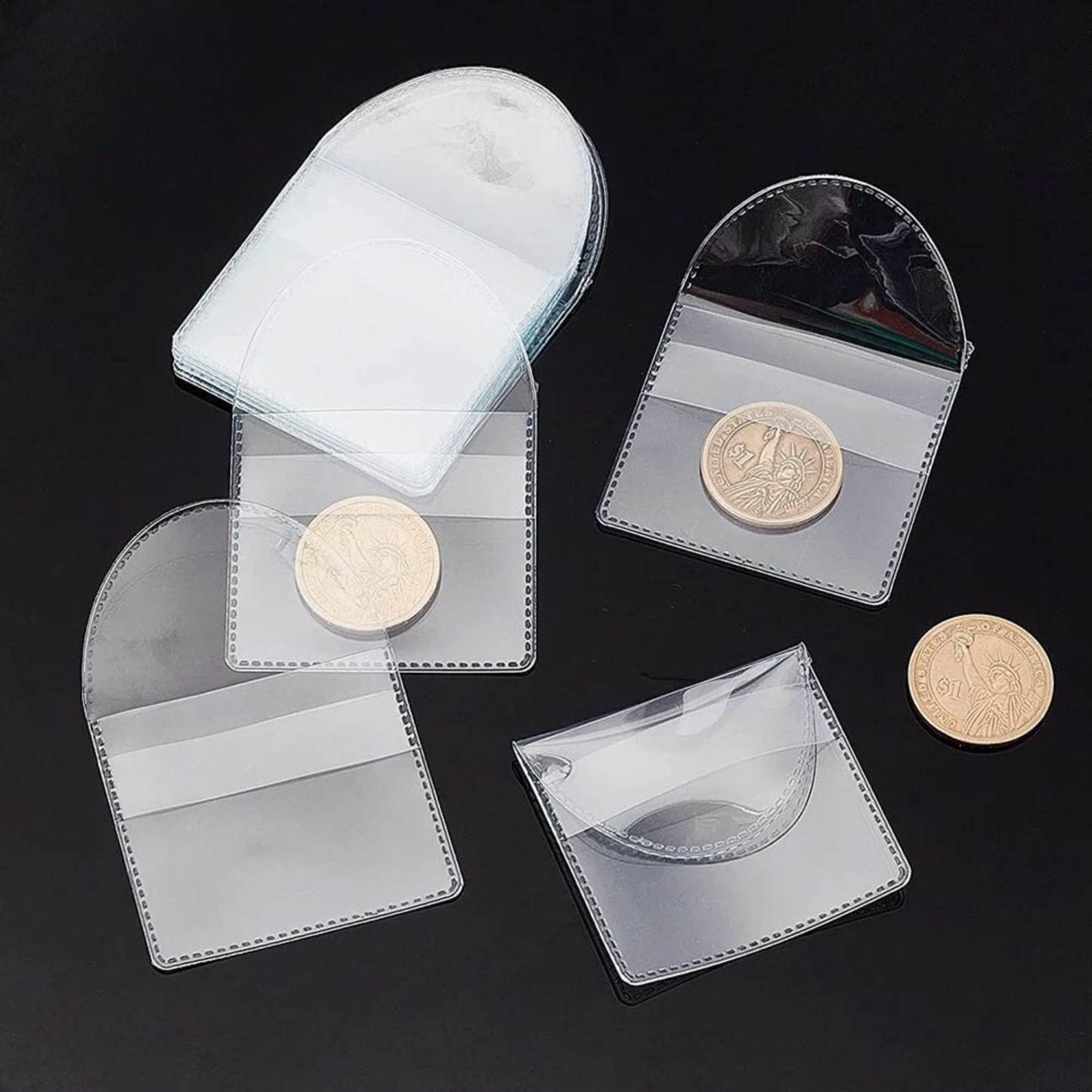 100 PCS Clear Coin Sleeves